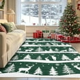 thumbnail image 1 of Green 4x6 Rugs for Living Room, Washable Rug for Home Decor, Indoor Non Slip Carpet, Soft Low Pile Christmas Rug with Xmas Tree Reindeer Snowflake for Entryway, Bedroom, Dining Room, 1 of 7