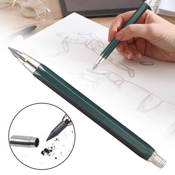 Green 5.6mm Clutch Mechanical Lead Holder Pencil with Built-In Cap Sharpener, Portable Automatic Sketching Pencil for Architectural Drafting Art Craft Drawing