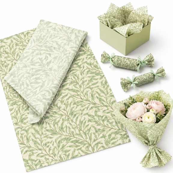Green 5 Green Leaf Gift Wrap Tissue Paper 20x14 Inch 50 Count