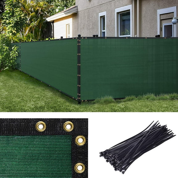 Green 5' x 50' Fence Privacy Screen, Commercial Standard Heavy Duty Windscreen with Bindings & Grommets, 90% Blockage, Cable Zip Ties Included (We Make Custom Size)