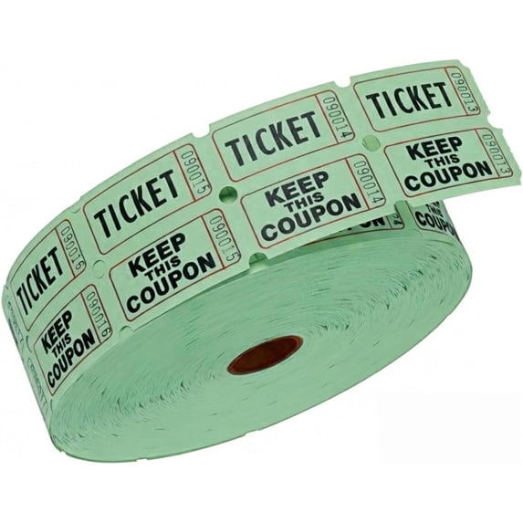 Merchandise Raffle Tickets Green 50/50 Double Raffle Tickets Roll | 500 Pairs (1000 Total Stubs ...