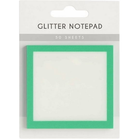 Green 50 Sheets Glitter Transparent Sticky Notes, Self Adhesive Memo Pads For Journal Planner