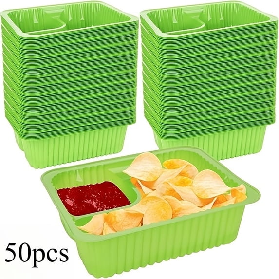 Green 50-Piece Nacho Tray Snack Serving Platter Plastic Storage Tray ...