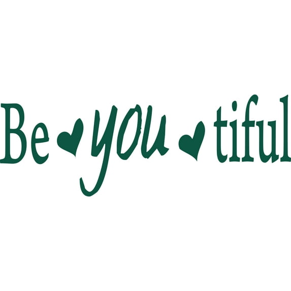 Green 57" x 20" Picniva Be You Tiful Sayings Words Art Decor Lettering Vinyl Wall Art Inspirational Uplifting