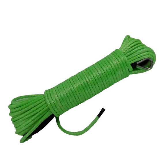 Green 5mm*15m Synthetic Rope Wit 4000lbs Hawse Fairlead,ATV Winch Cable,Towing Rope,Plasma Winch Rope ,Durable & Safe