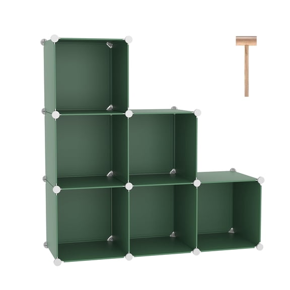 Green 6-Cube Modular Shelving Unit Storage Organizer