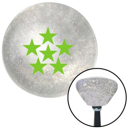 Green 6 Star Formation Clear Retro Metal Flake Shift Knob with M16 x 1.5 Insert