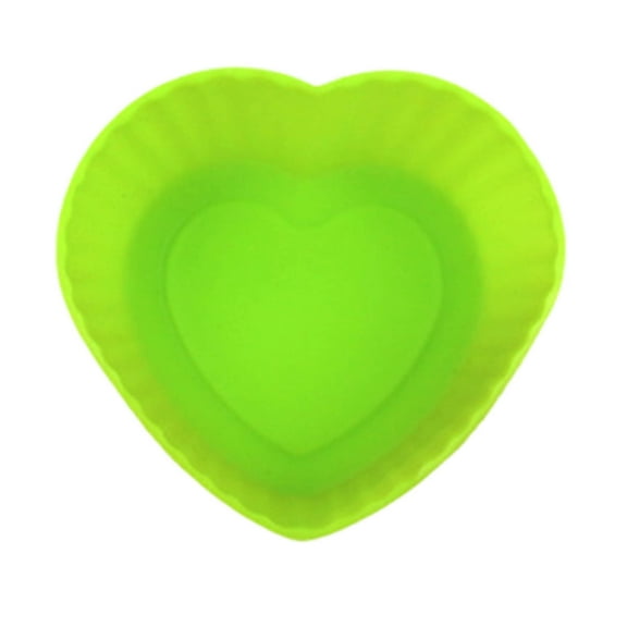 Green 7Cm Heart Shape Single Cavity Silicone Muffin Cup Cake Mold For Baking And Crafts Green