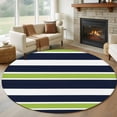 thumbnail image 1 of Green and 7FT Round Area Rugs for Living Room 111 Navy Blue Stripes Abstract Geometric Striped Ultra-Thin Non-Slip Round Rugs Machine Washable Low Pile Circle Carpet for Bedroom Kitchen Nursery, 1 of 9