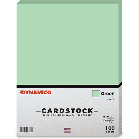 Green 8.5 x 11" Pastel Color Cardstock Paper - for Cards and Stationery Printing | Medium to Light Weight Card Stock 67 LB Vellum Bristol | 100 Sheets