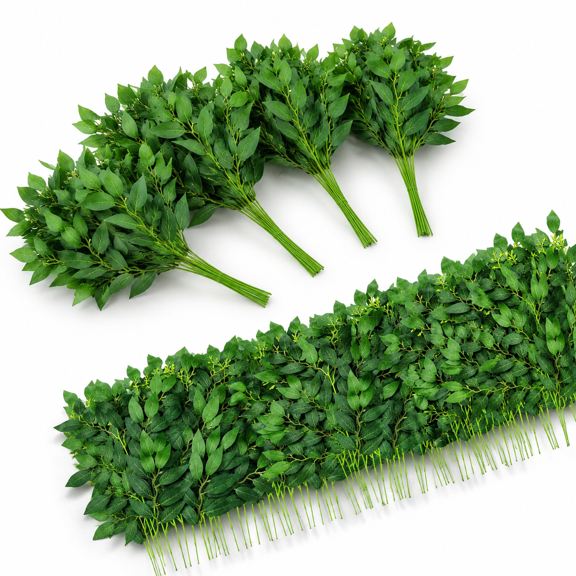 Green 80 Artificial Italian Ruscus Greenery Stems Bulk Decor