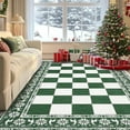 thumbnail image 1 of Green 8x10 Area Rugs for Living Room, Washable Rug for Christmas Decor, Indoor Non Slip Carpet, Checkered Soft Low Pile Christmas Rug for Bedroom, Dining Room, 1 of 7