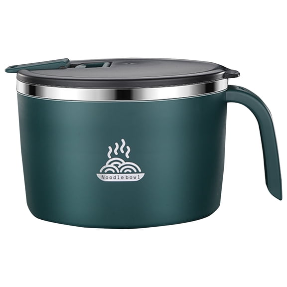 Green 900ML Stainless Steel Colander Bowl, Soup Stainer With Lid For Cooking, Drainage Pot For Pasta Vegetable