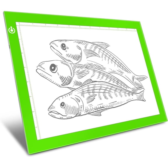 Green A4 Dimmable LED Artcraft Light Box Tracer Slim Light Pad Portable Tablet, USB Power Cable Copy Drawing Board Tracing Table for Artists Designing, Animation, Sketching, Stenciling X-ray Viewing