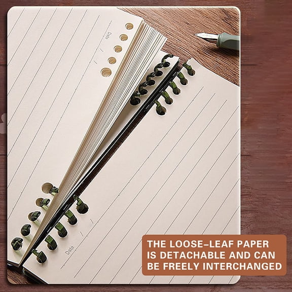 Green A5 Blank Loose Leaf Notebook Upward Flip Refillable Binder for Journaling Note Taking Sketching Daily Use