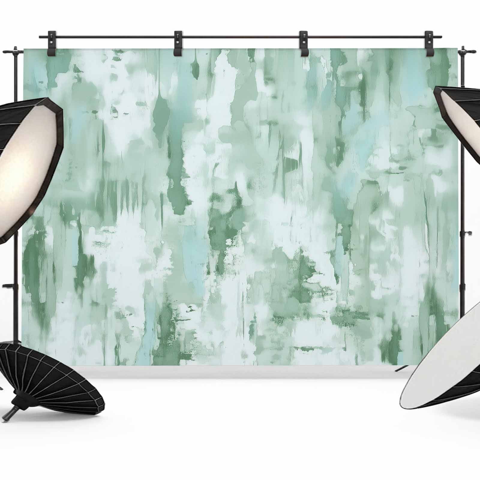 Green Abstract Backdrop for Photography,Fabric Photo Background Backdrop,Modern Oil Painted Art Contemporary Photo Booth Background for Portrait Photoshoot Video Wedding Decoration Banner 7x5ft