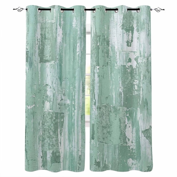 Green Abstract Blackout Curtains for Bedroom, Vintage Geometric Gradient Oil Painting Modern Thermal Insulated Kitchen Drapes with Grommets, Light Blocking Window Treatment, 2 Panels 52" x 72"