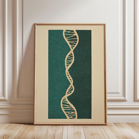 Green Abstract DNA Poster, Minimal Science Wall Art, Modern Vertical Graphic Print, Poster Only