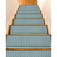 thumbnail image 1 of Green Abstract Floral Stair Treads Non Slip for Steps Country Vintage Tribal Geometric Flower Plaid 4 Pcs Reusable Adhesive Stair Runner Mats for Dogs Elders Carpet Treads Rugs for Staircase 8x30 In, 1 of 7