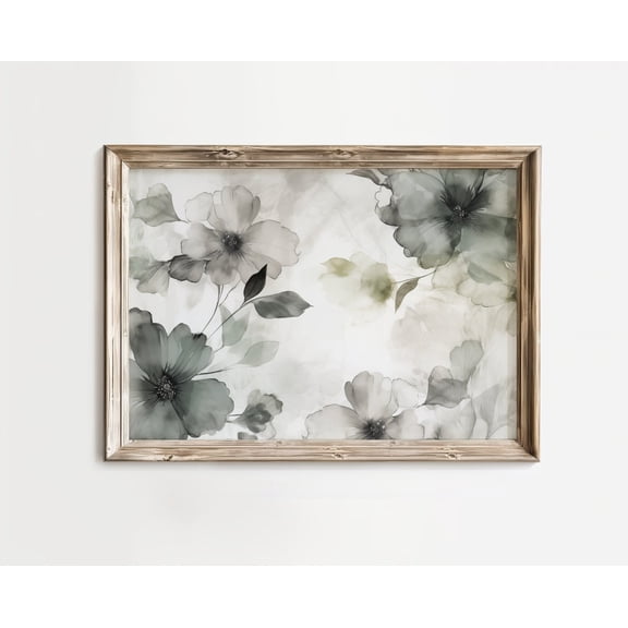 Green Abstract Flowers, Flower Print, Spring Art, Vintage Wall Decor, Floral, Wildflower Poster Decor, Size 8x12 UNFFRAMED F03.1.8l1006