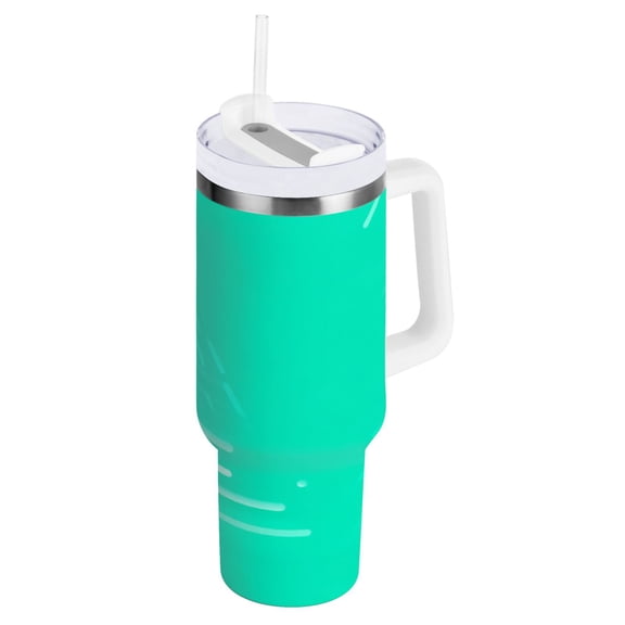 Green Abstract Geometric Insulated Tumblers 40oz Double-Walled Stainless Steel Water Bottles Car Handle