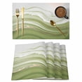 thumbnail image 1 of Green Abstract Placemats Set of 6, Waves Gradient Water Ripple Striped Placemats for Dining Table, Place Mats for Kitchen Tabletop, Waterproof Wipeable Dining Table Mats Set, 1 of 9