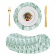 thumbnail image 1 of Green Abstract Round 15 Inch Placemats Set of 8, Modern Oil Painted Art Contemporary HeatResistant Non Slip Place Mats for Dining Table, Wipeable Braided Kitchen Table Mats for Housewarming, 1 of 9