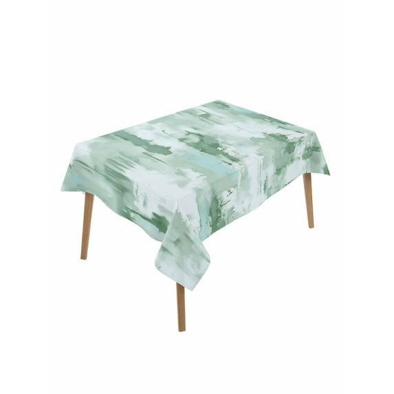 Green Abstract Table Cloth, Modern Oil Painted Art Contemporary Waterproof Tablecloth for Rectangle Tables, Reusable Washable Fabric Table Cover for Restaurant Kitchen Dining Tables 52"x70"