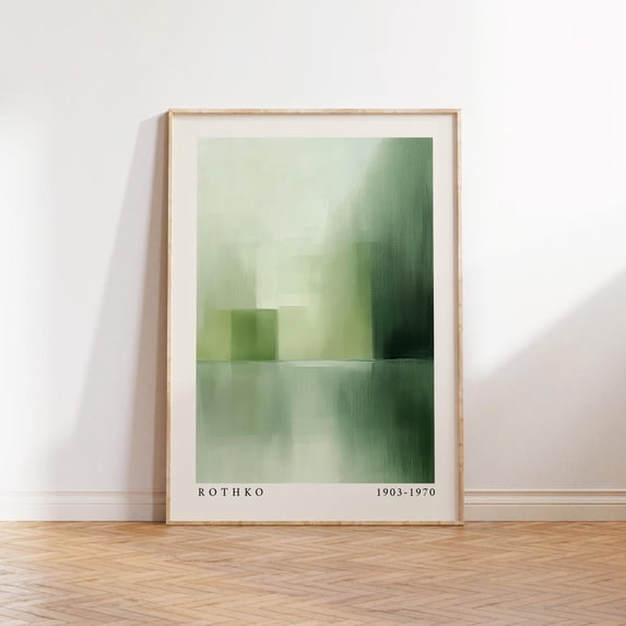 Green Abstract Wall Art – Minimalist Rothko-Inspired Print In Soft Olive And Sage, Modern Color Field Poster For Living Room Or Office Wall Art, Modern Wall Decor, 8x12 UNFRAMED