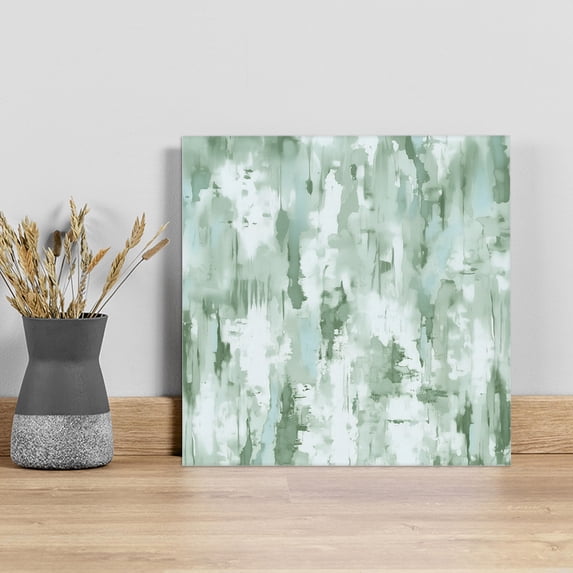Green Abstract Wall Art Painting on Canvas, Modern Oil Painted Art Contemporary Canvas Art Home Prints Wall Art Framed Modern Artwork for Living Room Bedroom Wall Decor 12x12in