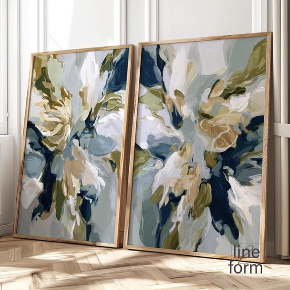 Green Abstract Wall Art Pieces: Modern Earth Tone Prints Home Decor ...