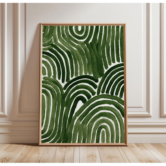 Green Abstract Wave Poster Bold Brushstroke Wall Art Print Modern Botanical Curve Decor 2