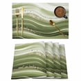 thumbnail image 1 of Green Abstract Waves Placemats Set of 4, Gradient Fluid Luxury Oil Painting Placemats for Dining Table, Place Mats for Kitchen Tabletop, Waterproof Wipeable Dining Table Mats Set, 1 of 9