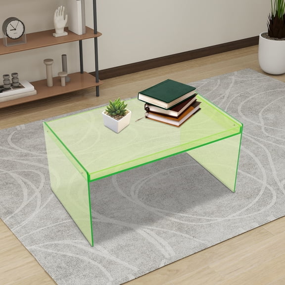 Green Acrylic 80x50x40cm Thick Coffee Table 8mm Crack-Proof Desktop Living Room Side Table