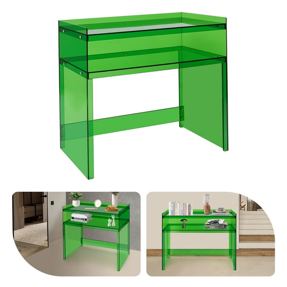 Green Acrylic Desk with 2 Tiers for an Entryway, Hallway, Behind a Sofa, or as a Decorative Piece for any Room in Your Home