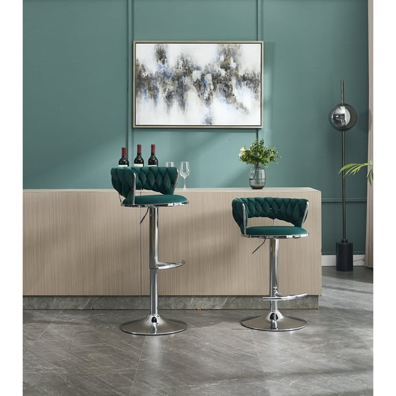 Green Adjustable Height Swivel Chair with Chrome Footrest Simple Design for Modern Offices