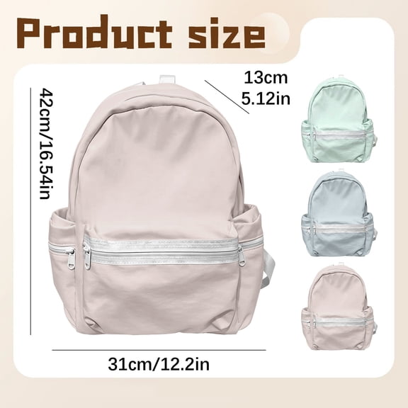 Green Aesthetic Backpack, Large Capacity Daily Bag with Pearl Lace Bow for Work and Leisure Activities