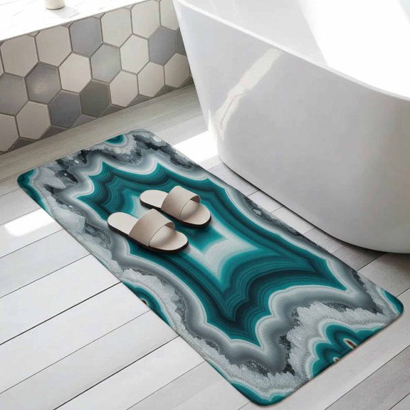 Green Agate Bathroom Runner Rugs Non Slip Washable Absorbent Narrow Long Bath Mat Ombre Modern Abstract Art Runner Rugs for Kitchen Hallway Bedroom Laundry Study Room 31.5"x63"