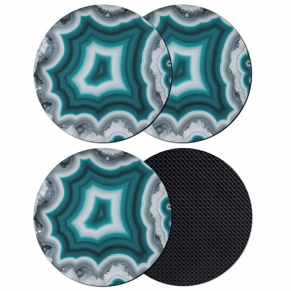 Green Agate Coasters Set of 4, Absorbent Coasters for Drinks, Ombre Modern Abstract Art Coaster for Desk Coffee Table Protection, Home Decor House Warming Gifts 4"