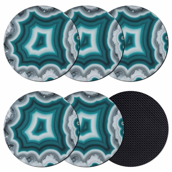 Green Agate Coasters Set of 6, Absorbent Coasters for Drinks, Ombre Modern Abstract Art Coaster for Desk Coffee Table Protection, Home Decor House Warming Gifts 4"