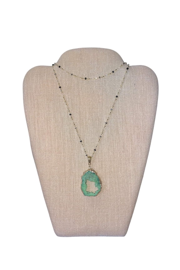 Green Agate Druzy Necklace | A Touch of Nature's Beauty
