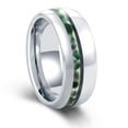 thumbnail image 1 of Green Agate Tungsten Ring For Men Statement Ring Anniversary Ring 8mm, 1 of 6