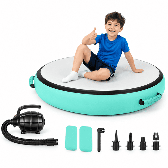Green Air Spot Inflatable Gymnastics Mat Tumble Track with Electric Pump for Home and Activities
