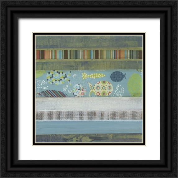 Green-Aldridge, W. 26x26 Black Ornate Wood Framed with Double Matting Museum Art Print Titled - Fantasy Fish II