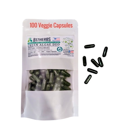 Green Algae Duo - Spirulina & Chlorella - Superfood - Special Blend - 100 Veggie Capsules, 500mg