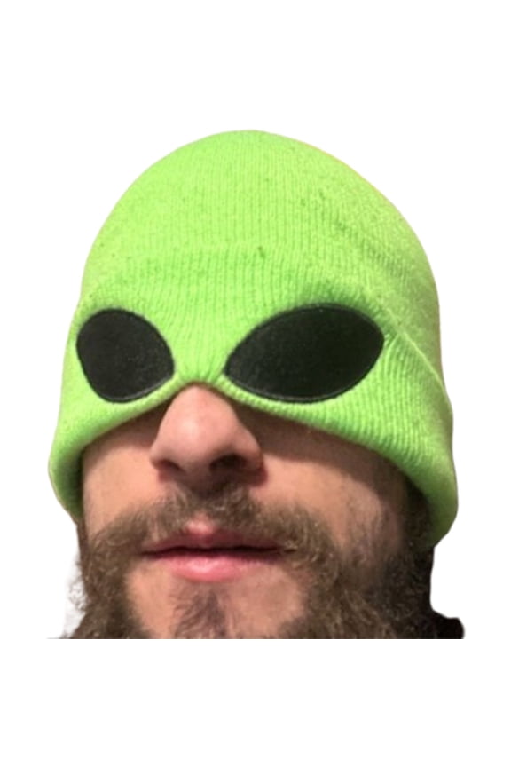Green Alien Beanie | Winter Warm Beanie Hat | Knit Beanie Winter Hat, Knit Cuffed Beanie, Comfortable Windproof Beanie Hat for Outdoor Running
