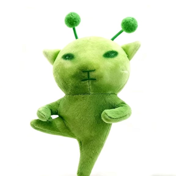 Green Alien Cat Effect Plush Stuffed Toy Cat Figurine Cat Hanging Ornament Fabric Doll Funny Creative Transformable Design