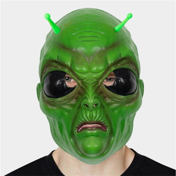 Green Alien Face Masks Costume,Full Head Alien Mask,Horror Alien Head Mask,Latex UFO Alien Mask for Halloween Party Carnival,Funny Extraterrestrial Encounter Prank Mask