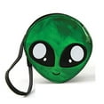 thumbnail image 1 of Green Alien Face Wristlet, Sleepyville Critters Vinyl Shiny Purse Handbag Clutch, 1 of 4