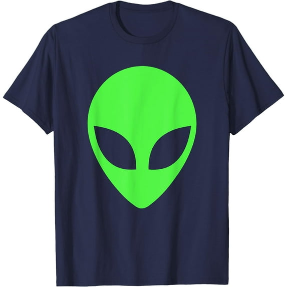 Green Alien Head 90's Style Funny Alien Unisex T-Shirt for Men Women Kids,Navy Color,Size 4T